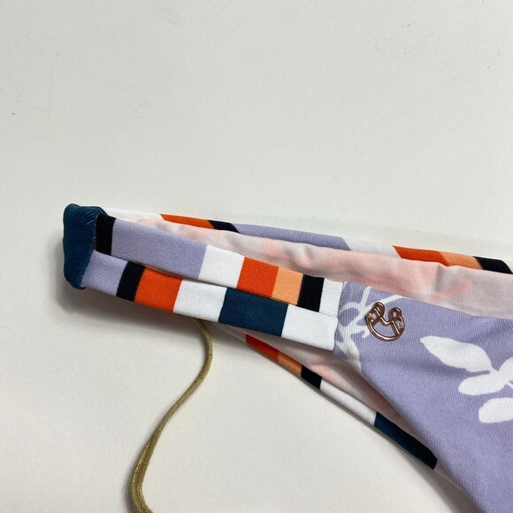 NWT MAAJI SCAPE OF LOVE BIKINI BOTTOM Lavender Floral Striped Cheeky Large L - Picture 3 of 12